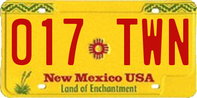 NM license plate 017TWN