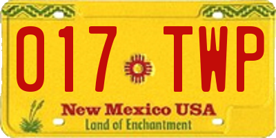 NM license plate 017TWP