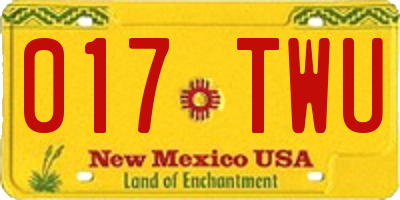 NM license plate 017TWU