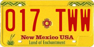 NM license plate 017TWW