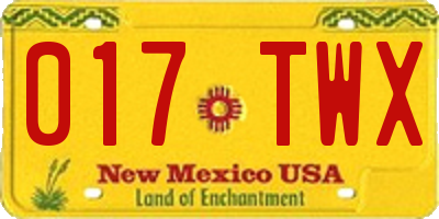 NM license plate 017TWX