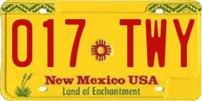 NM license plate 017TWY