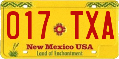 NM license plate 017TXA