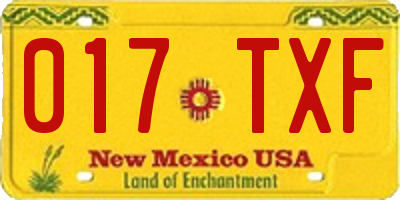 NM license plate 017TXF