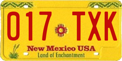 NM license plate 017TXK