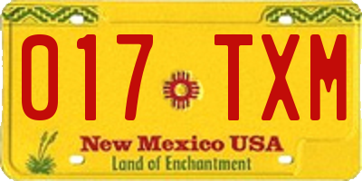NM license plate 017TXM