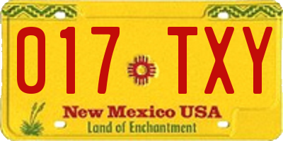 NM license plate 017TXY