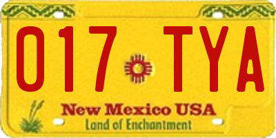 NM license plate 017TYA
