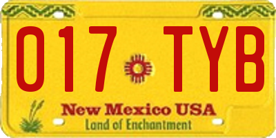 NM license plate 017TYB