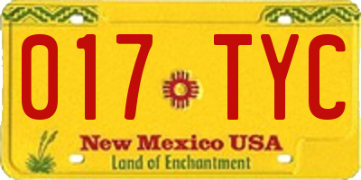 NM license plate 017TYC