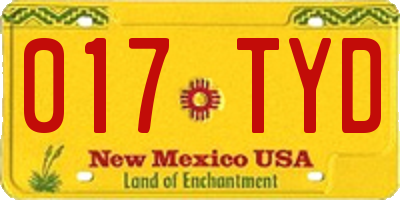 NM license plate 017TYD