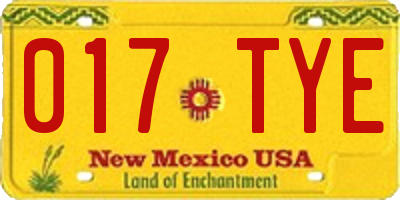 NM license plate 017TYE