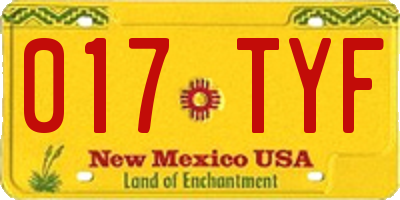 NM license plate 017TYF
