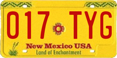 NM license plate 017TYG