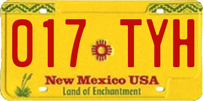 NM license plate 017TYH