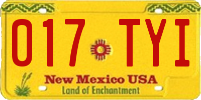 NM license plate 017TYI