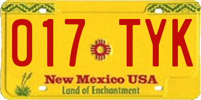 NM license plate 017TYK