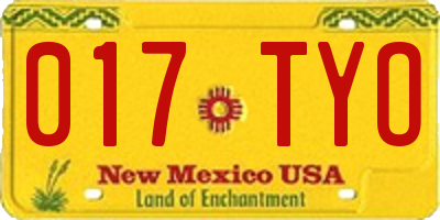 NM license plate 017TYO