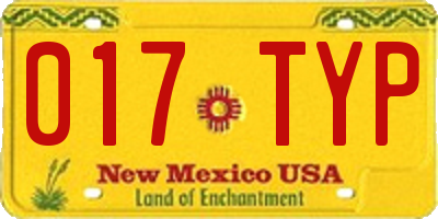 NM license plate 017TYP