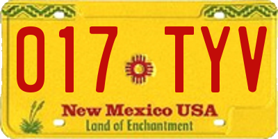 NM license plate 017TYV
