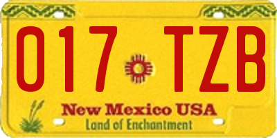 NM license plate 017TZB