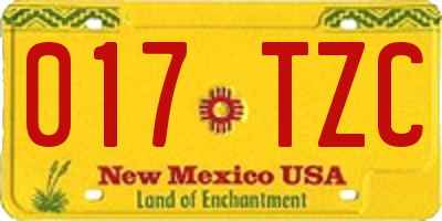 NM license plate 017TZC