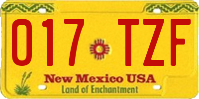 NM license plate 017TZF