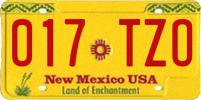 NM license plate 017TZO