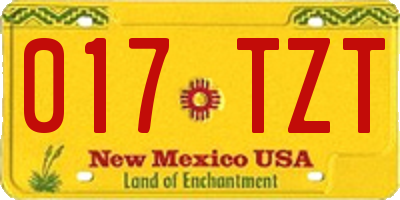 NM license plate 017TZT