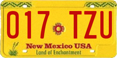 NM license plate 017TZU