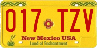 NM license plate 017TZV