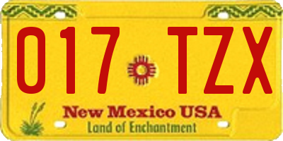 NM license plate 017TZX