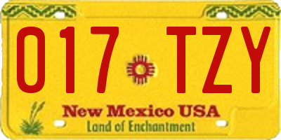 NM license plate 017TZY