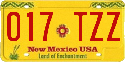 NM license plate 017TZZ