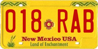 NM license plate 018RAB