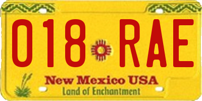 NM license plate 018RAE