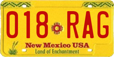 NM license plate 018RAG