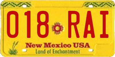 NM license plate 018RAI