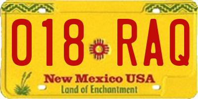 NM license plate 018RAQ