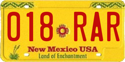 NM license plate 018RAR