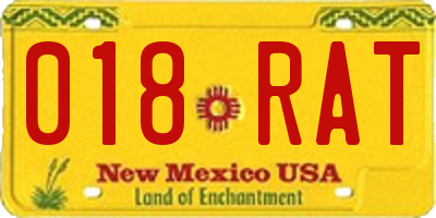NM license plate 018RAT