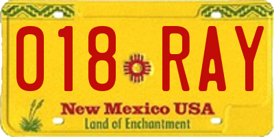 NM license plate 018RAY