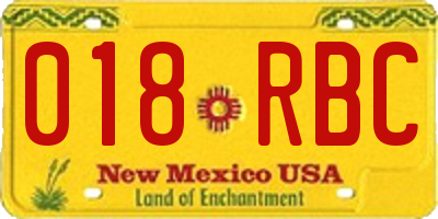 NM license plate 018RBC