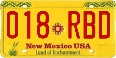 NM license plate 018RBD