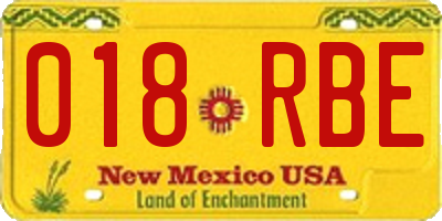 NM license plate 018RBE