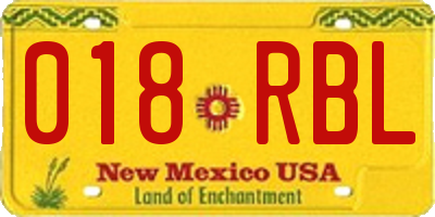 NM license plate 018RBL