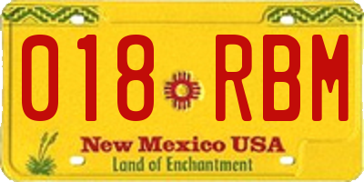 NM license plate 018RBM
