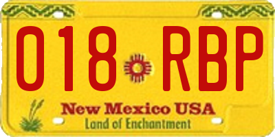 NM license plate 018RBP