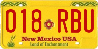 NM license plate 018RBU