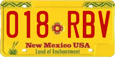 NM license plate 018RBV